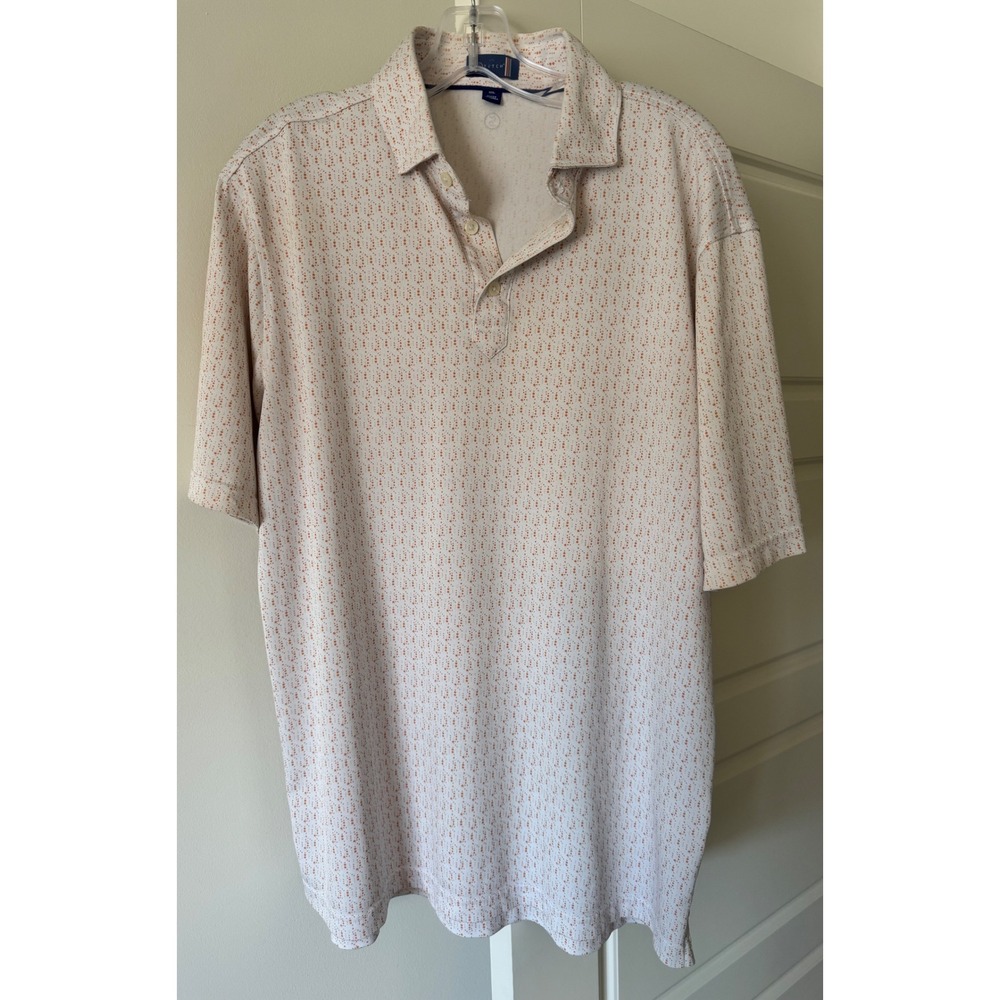 STITCH GOLF Men's Polo Size M/L White & Orange Quick Dry Moisture Wick Short Sle